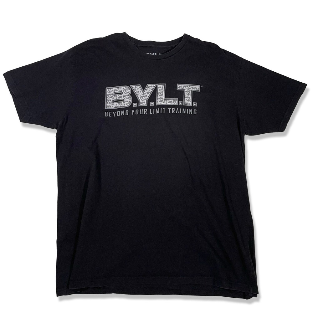 Bylt T Shirt Mens 2XL Black Logo Spellout Crewneck Shor Sleeve Athletic‎ Graphic